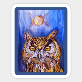 Beautiful Owl and Goddess Moon Sticker